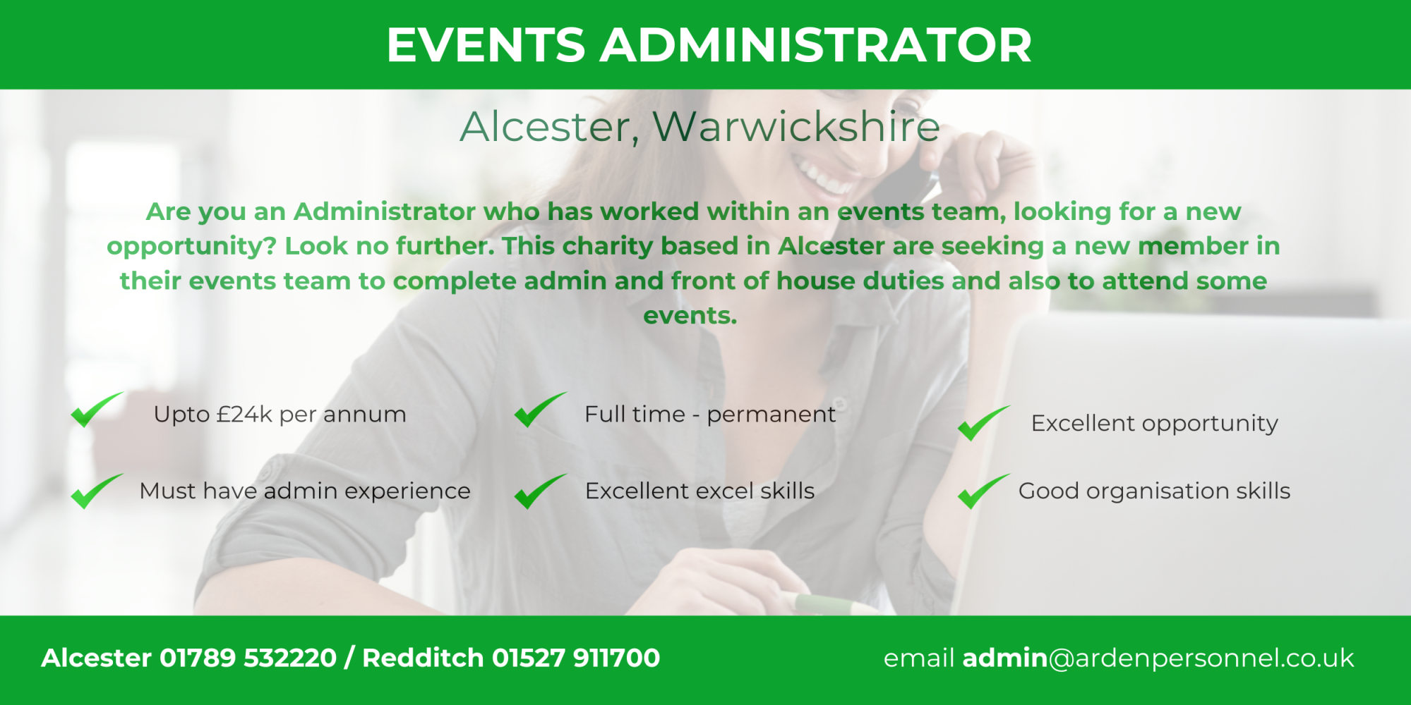 Events Administrator Admin Office jobs Alcester jobs